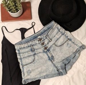 High waisted jean shorts